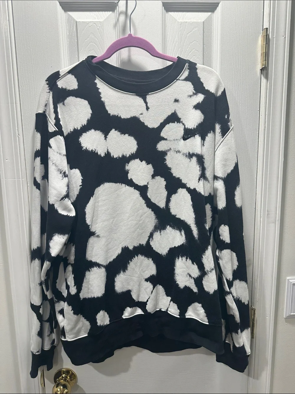 Nike Black and White Tie-Dye Crewneck Sweater